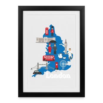 London Is Always A Good Idea UK GB - Gerahmtes Poster (27 × 37 cm) - Schwarz - Vorne