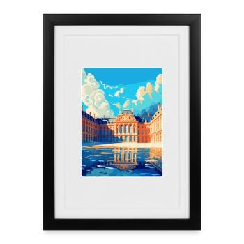 Versailles Frankreich Vintage Reiseplakat Souvenir - Gerahmtes Poster (27 × 37 cm) - Schwarz - Vorne
