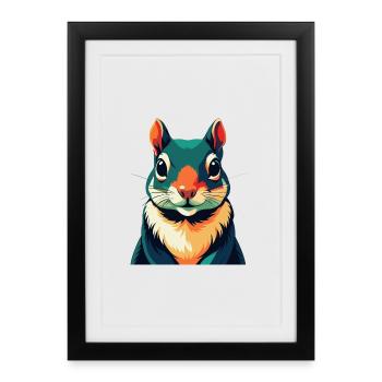 Squirrel Cartoon Character Colorful Pet Animal - Framed poster (27 × 37 cm) - black - Front