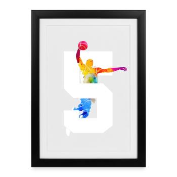 NUMÉRO 5 BASKETBALL 5E ANNIVERSAIRE - Affiche encadrée (27 × 37 cm) - noir - Devant