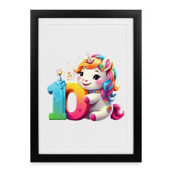 NUMÉRO 10 ANS LICORNE 10E ANNIVERSAIRE - Affiche encadrée (27 × 37 cm) - noir - Devant