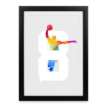 NUMÉRO 8 BASKETBALL 8E ANNIVERSAIRE - Affiche encadrée (27 × 37 cm) - noir - Devant
