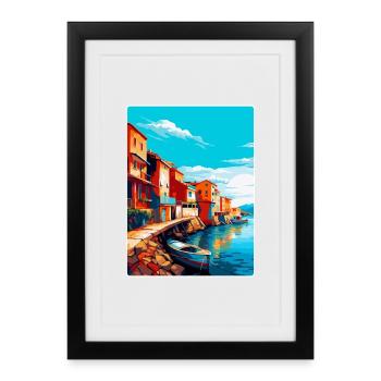Costa Nova Portugal Vintage Travel Poster Souvenir - Framed poster (27 × 37 cm) - black - Front