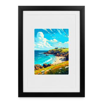 Cornwall England Uk Vintage Travel Poster Souvenir - Framed poster (27 × 37 cm) - black - Front