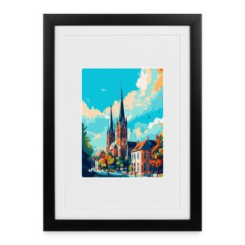 Bielefeld Germany Vintage Travel Poster Souvenir - Framed poster (27 × 37 cm) - black - Front