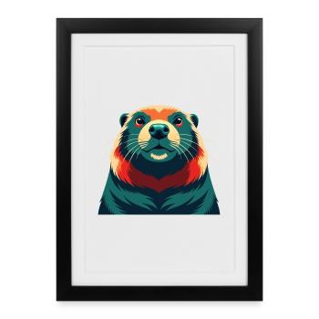 Beaver Cartoon Character Colorful Pet Animal - Framed poster (27 × 37 cm) - black - Front