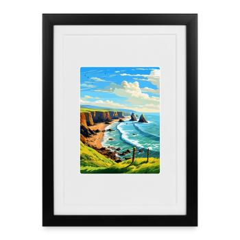 Hartland Quay Devon Vintage Travel Poster Souvenir - Framed poster (27 × 37 cm) - black - Front