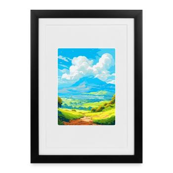 Mont Taygète Grèce Affiche de voyage vintage WPA - Affiche encadrée (27 × 37 cm) - noir - Devant