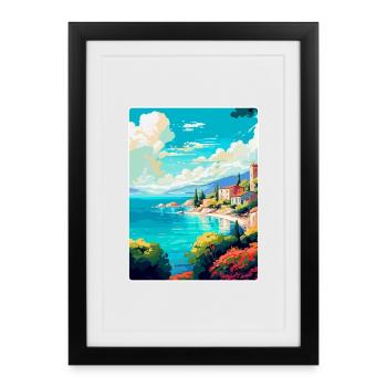 Vis Island Croatia Vintage Travel Poster Souvenir - Framed poster (27 × 37 cm) - black - Front