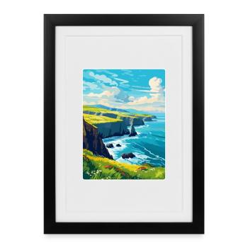 Péninsule de Dingle Irlande Royaume-Uni Affiche de voyage vintage - Affiche encadrée (27 × 37 cm) - noir - Devant