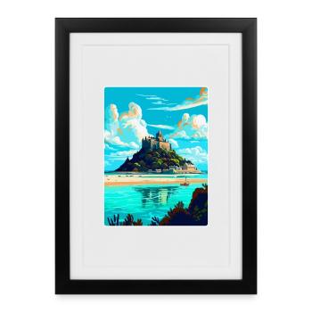 St Michaels Mount England Uk Travel Poster WPA - Framed poster (27 × 37 cm) - black - Front