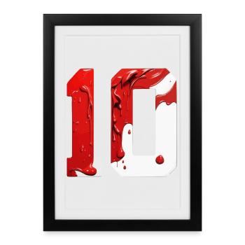 NON. 10 NUMÉRO 10 ROUGE BLANC 10E ANNIVERSAIRE - Affiche encadrée (27 × 37 cm) - noir - Devant