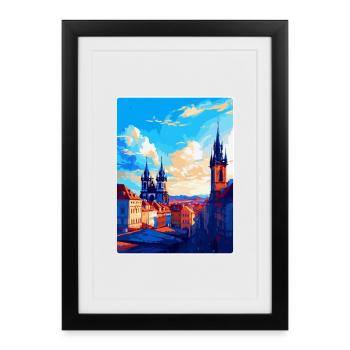 Prague Czech Republic Vintage Travel Poster WPA - Framed poster (27 × 37 cm) - black - Front