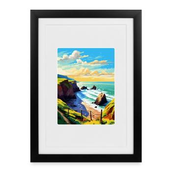 Hartland Quay Devon Vintage Travel Poster Souvenir - Framed poster (27 × 37 cm) - black - Front