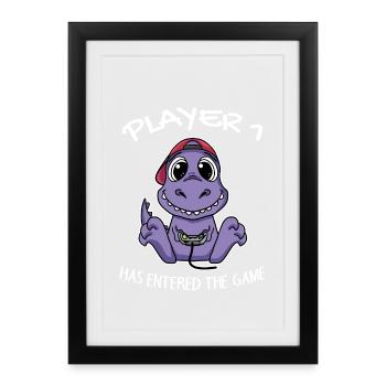 First Baby Player 1 a le jeu Entering Baby - Affiche encadrée (27 × 37 cm) - noir - Devant