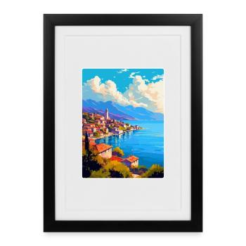 Ohrid Macédoine du Nord Affiche de voyage vintage WPA - Affiche encadrée (27 × 37 cm) - noir - Devant