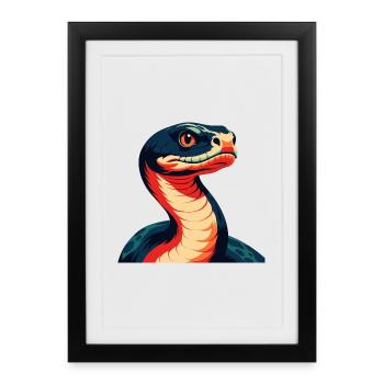 Anaconda Cartoon Character Colorful Pet Animal - Framed poster (27 × 37 cm) - black - Front