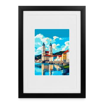 Passau Germany Vintage Travel Poster Souvenir WPA - Framed poster (27 × 37 cm) - black - Front