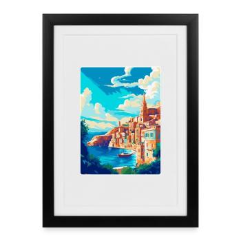La Valette Malte Affiche de voyage vintage Souvenir WPA - Affiche encadrée (27 × 37 cm) - noir - Devant