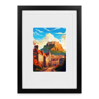 Edinburgh Scotland Uk Travel Poster Souvenir WPA - Framed poster (27 × 37 cm) - black - Front