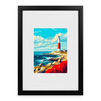 Portland Bill Angleterre Royaume-Uni Affiche de voyage Souvenir - Affiche encadrée (27 × 37 cm) - noir - Devant
