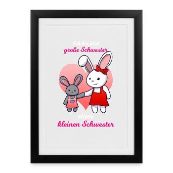 Ich Bin Jetzt Große Schwester Kleine Schwester Gro - Gerahmtes Poster (27 × 37 cm) - Schwarz - Vorne
