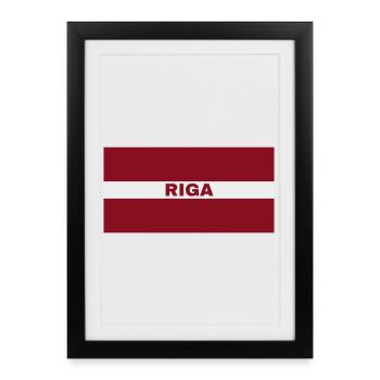 Riga en drapeau letton - Affiche encadrée (27 × 37 cm) - noir - Devant