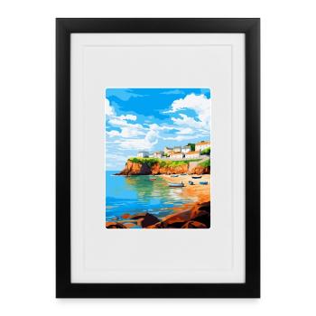 Portscatho Cornwall England Uk Travel Poster WPA - Framed poster (27 × 37 cm) - black - Front