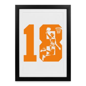 NUMBER 18 BASKETBALL 18TH BIRTHDAY - Framed poster (27 × 37 cm) - black - Front