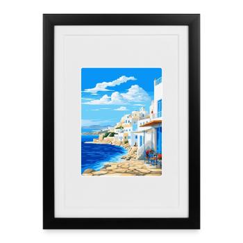 Mykonos Greece Vintage Travel Poster Souvenir WPA - Framed poster (27 × 37 cm) - black - Front