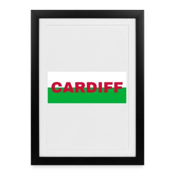 Cardiff City au Pays de Galles Drapeau Royaume-Uni - Affiche encadrée (27 × 37 cm) - noir - Devant