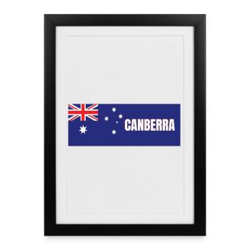 Canberra City en drapeau australien - Affiche encadrée (27 × 37 cm) - noir - Devant