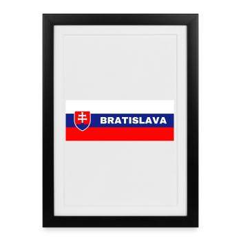 Bratislava dans le drapeau slovaque - Affiche encadrée (27 × 37 cm) - noir - Devant