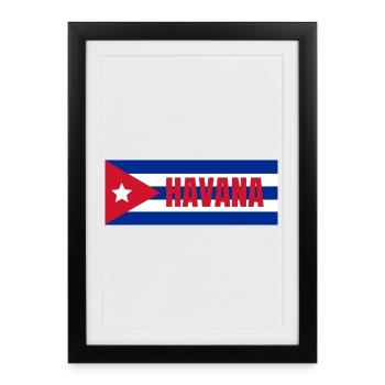 La Havane dans le drapeau cubain - Affiche encadrée (27 × 37 cm) - noir - Devant