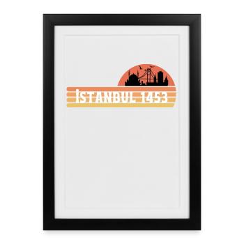 Skyline d’Istanbul dans un design rétro - Affiche encadrée (27 × 37 cm) - noir - Devant