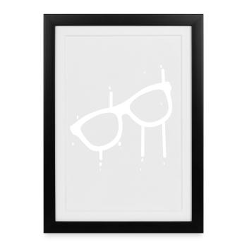 Weiße Sonnenbrille mit Wassertropfen Sommer - Gerahmtes Poster (27 × 37 cm) - Schwarz - Vorne