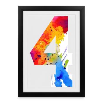 NUMÉRO 4 ANS 4E ANNIVERSAIRE - Affiche encadrée (27 × 37 cm) - noir - Devant