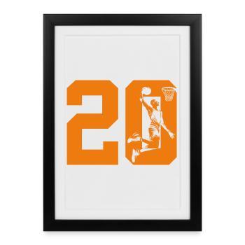 NUMÉRO 20 BASKETBALL 20E ANNIVERSAIRE - Affiche encadrée (27 × 37 cm) - noir - Devant