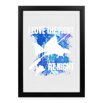 Waller catfish silhouette canne à pêche et éclaboussures de couleur - Affiche encadrée (27 × 37 cm) - noir - Devant