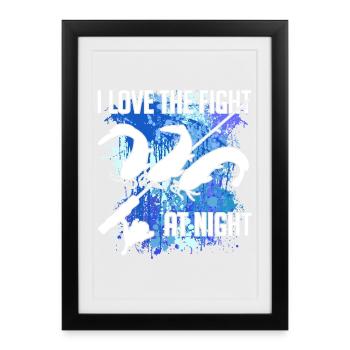 Waller catfish silhouette canne à pêche et éclaboussures de couleur - Affiche encadrée (27 × 37 cm) - noir - Devant