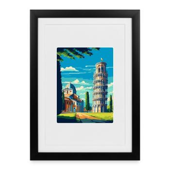 Pisa Italy Vintage Travel Poster Souvenir Souvenir - Framed poster (27 × 37 cm) - black - Front