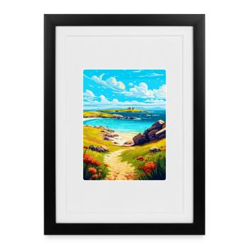 Îles Scilly Uk Affiche de voyage vintage souvenir - Affiche encadrée (27 × 37 cm) - noir - Devant