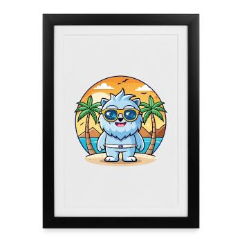 Yeti Funny Cartoon Summer Beach Sunglasses - Framed poster (27 × 37 cm) - black - Front