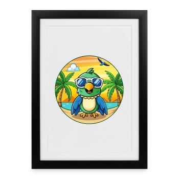 Lunettes de soleil Parrot Funny Cartoon Summer Beach - Affiche encadrée (27 × 37 cm) - noir - Devant
