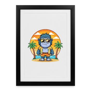 Gorilla Funny Cartoon Summer Beach Sunglasses - Framed poster (27 × 37 cm) - black - Front