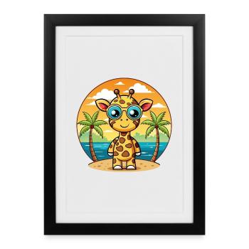 Giraffe Funny Cartoon Summer Beach Sunglasses - Framed poster (27 × 37 cm) - black - Front