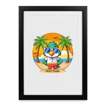 Lunettes de soleil Falcon Funny Cartoon Summer Beach - Affiche encadrée (27 × 37 cm) - noir - Devant