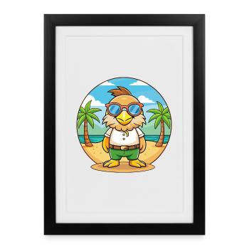 Eagle Funny Cartoon Summer Beach Sunglasses - Framed poster (27 × 37 cm) - black - Front