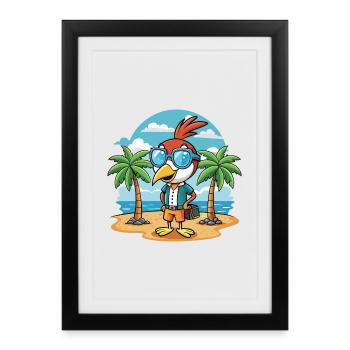 Woodpecker Funny Cartoon Summer Beach Sunglasses - Framed poster (27 × 37 cm) - black - Front