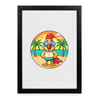 Rooster Funny Cartoon Summer Beach Sunglasses - Framed poster (27 × 37 cm) - black - Front